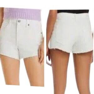 [BLANKNYC] The Barrow Vintage High-Rise Denim Short White Frayed Hem Sz 25